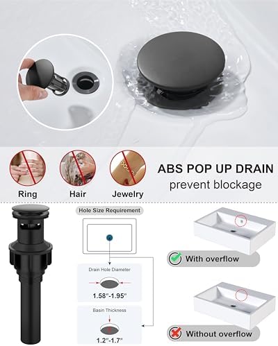 Midanya Bathroom Faucets 1 Hole Single Handle, Matte Black&Gold Handle - Image 6