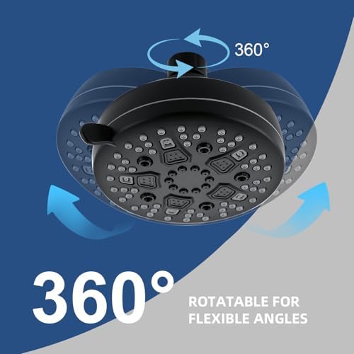 High Pressure Shower Head, 7-Spray Mode Adjustable Showerhead with 4-Inch Round Head, High Flow Handheld Shower for Low Water Pressure, Easy Install & Clean， Round Black - Image 5