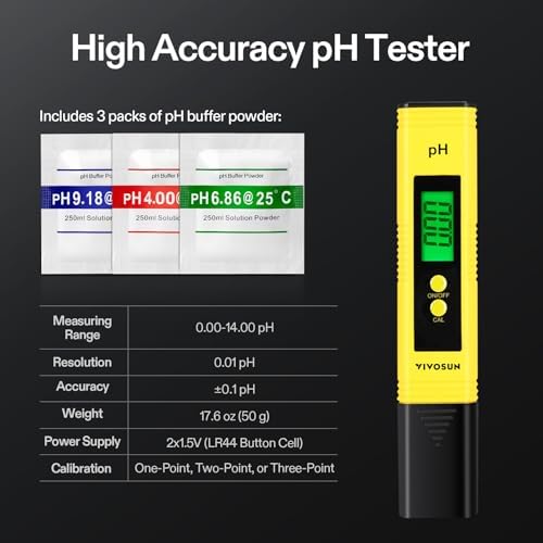 VIVOSUN Digital pH Meter, 3-in-1 TDS/EC/Temperature Meter, 3-in-1 Soil Moisture/pH/Light Tester Combo for Home, Garden and Hydroponics, Yellow-Blue-Green - Image 2