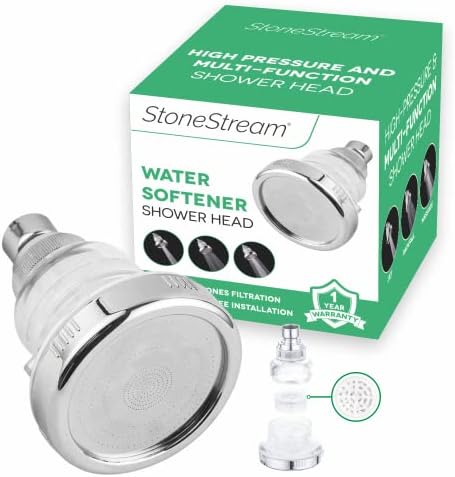 StoneStream Filtered Wall Shower Head for Hard Water, High Pressure by StoneStream