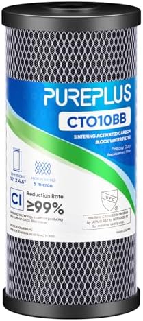 PUREPLUS 5 Micron 10"x4.5" Whole House Carbon Water Filter, CTO10BB, 1 Pack by PUREPLUS