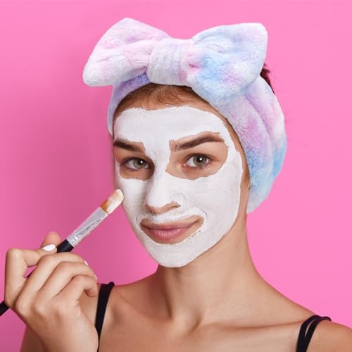 VELSCRUN 6 Pack Spa Headband, Makeup Headband, Face Wash Headbands, Skincare Headbands, Multicolour Purple Sponge Hair Band Bow Tie Spa Head Band for Washing Face Wristband Set Women Hair Accessories - Image 4
