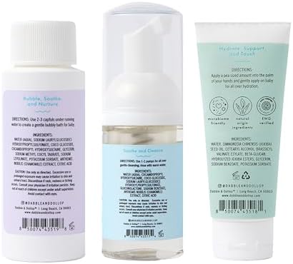 Dabble & Dollop Baby Minis Kit – Fragrance-Free, Tear-Free Shampoo & Body Wash, Bubble Bath and All Over Lotion, Travel Size Baby Toiletries or Gift Set for Newborns & Sensitive Skin - Image 6