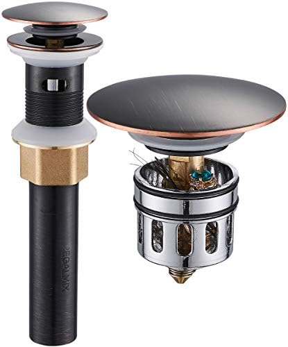 REGALMIX Vessel Sink Drain,Bathroom Pop-up Drain with Detachable Basket Stopper, Anti-Explosion and Anti-Clogging Drain Strainer, Sink Drain Assembly with Overflow Oil Rubbed Bronze, RWF083K by REGALMIX