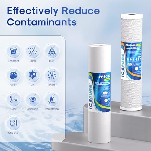 ICEPURE 5 Micron 20” x 4.5” Whole House Water Filter Cartridge PP+CTO 2-Stage Sediment and Carbon Filter Set, Replacement for FC25B, EPM-20BB, CB-BB-20, DB20P, EP-20BB, CTO-F20B-5, F3WGB32BM, 2 Pack - Image 4