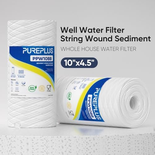 PUREPLUS 5 Micron 10 x 4.5 Whole House Water Filter for Well Water 2 Pack - Image 2