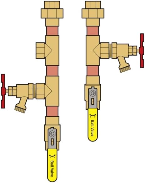 Webstone, a brand of NIBCO E-X-P E2 Tankless Water Heater Service Valve Kit, Hot & Cold, Full Port, Hi-Flow Hose Drains, Pressure Relief Valve Outlet, Adjustable Packing Glands, 3/4 in - Image 3