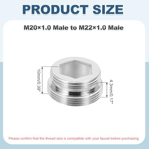 uxcell Faucet Aerator Adapter,M20 Male to M22 Male Brass Faucet Adapter - Image 2