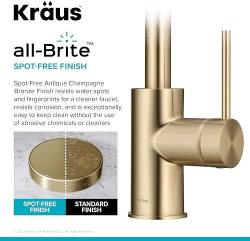KRAUS Oletto Single Handle Kitchen Bar Faucet with QuickDock Top Mount Installation Assembly in Spot Free Antique Champagne Bronze, KPF-2600SFACB - Image 6