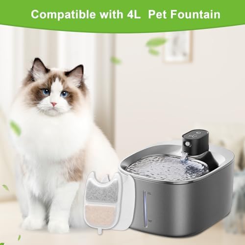 12 Sets Replacement Filters Compatible with Feelneedy 4L Wilreless Cat Water Fountain, 135 fl oz/4L Wilreless Cat Water Fountain Filters,Triple Filtration Pet Fountain Filter Replacement - Image 2