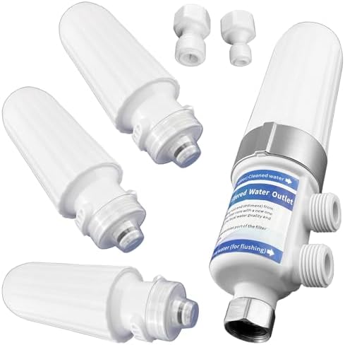FANLIDE Bidet Water Filter System, Toilet Water Filter for Electronic Bidet Seats, with 4pcs replaceable Filter Cores and 2 Adapters, compatible with 1/2" 1/4" 3/8" Water Hose by FANLIDE