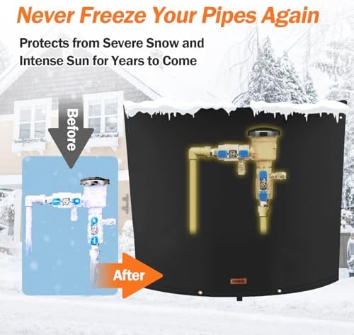 TOHONFOO Backflow Preventer Cover, Pipe Freeze Insulation, 40"Wx36"H, Black - Image 3