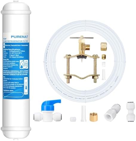 Ice Maker Water Line Kit - 25FT 1/4In O.D.Water Line with Self Piercing Valve and Quick Fittings + Inline Water Filter(1 Pack) by PURENATTUBINGANDFITTINGS