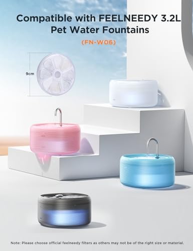 6 Pack Cat Water Fountain Filter & 6 Pack Pump Filter Sponges Replacement for [FN-W08L] and [FN-W06] - 6 Filters+1 ABS Shell+6 Sponges - Image 5
