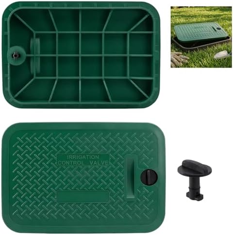 1pcs 113c Series Replacement Irrigation Valve Box Cover (12 x 17 Inch), Heavy Duty PP Sprinkler Box Lid with Protective Plug, UV-Resistant Water Valve Protector for Outdoor Lawn & Garden, Green by Unknown