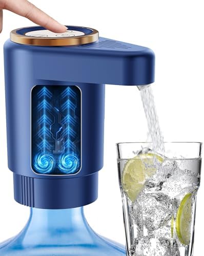 Water Jug Pump for 5 Gallon Bottle – Portable Electric USB-C Charging Dispenser, Dual Powerful Motors, Fast Flow, Fits 2-5 Gallon Jugs – Ideal for Home, Office, Camping, RV, Dark Blue by Unknown