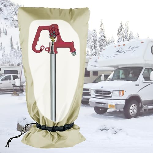 Extended Outdoor Faucet Cover for RV Park Water Hydrant Insulated, 3M Thinsulate Insulation Sprinkler Freeze Protector for Winter & Summer, 35”H x 15”W for Garden Lawn Faucets & Yard Hydrant - Sand - Image 6