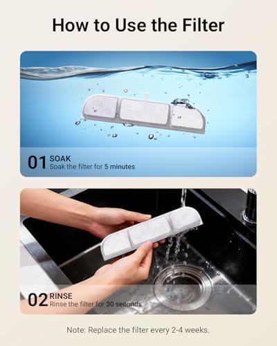 DownyPaws 6 Packs Replacement Filters for Battery Operated Cat Water Fountain DPWFP6, with 1 Cleaning Sponge and 1 Brush, 3 Months Set of Replacement Filters - Image 4