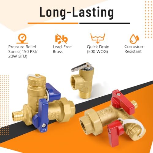1PC HeSun 3/4" PEX-B Tankless Water Heater Service Valve Kit(Tool053-1) - Image 3