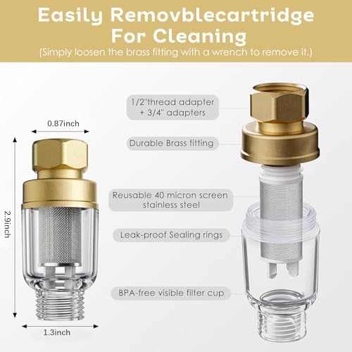 2 Pack Sediment Water Filter, 50 Micron Inline Pre-Filter with Adapters - Image 2