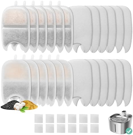 12 Set Replacement Filters & Sponges for 135 fl oz/4L Wilreless Cat Water Fountain, BFLICROY Cat Water Fountain Filters, Triple Filtration Pet Fountain Filter Replacement, Dog Fountain Filter by BFLICROY