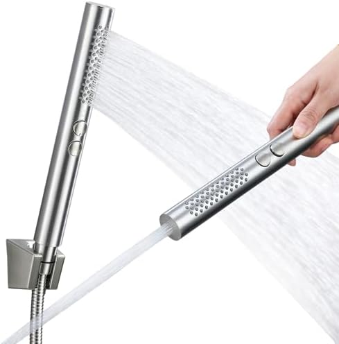 2-in-1 Handheld Shower Head Set with Long Hose – Brushed Nickel by Unknown