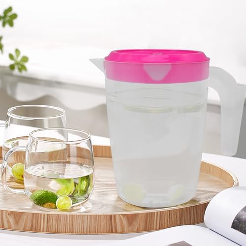 Totority Plastic Juice Pitcher 1l Small round Water Jug with Lid Refrigerator Pitcher for Cold Drinks and Tea Serving in Kitchen and Dining - Image 5