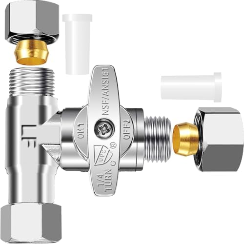 Tee Stop Valve - 3/8"Compx3/8"Compx3/8"Comp Brass Tee for Faucet,Dishwasher by PURENATTUBINGANDFITTINGS