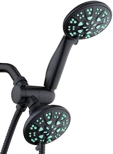 AquaDance Antimicrobial/Anti-Clog High-Pressure 30-setting Dual Head Combination Shower with Microban Nozzle Protection From Growth of Mold, Mildew & Bacteria for a Healthier Shower – Coral Green by AquaDance