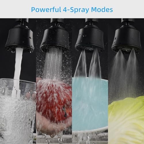 Kitchen Sink Faucet Head 4 Modes, 360° Swivel Faucet Aerator Adapter, Black - Image 3