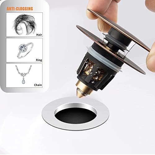 Artiwell Universal Bathroom Sink Drain Stopper, Fits Most Pop-Up Drains for Vessel Sink Lavatory Vanity, Sink Drain Strainer with Detachable Hair Catcher, Tested by Plumber in US (Oil Rubbed Bronze) - Image 4