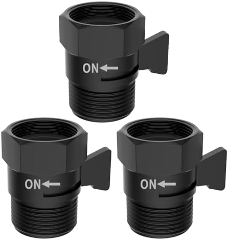 Hibbent All Metal 3 Pack Shower Head Flow Control Valve, G1/2 Brass Shut-off Valve with Metal Handle Lever, Shut OFF Water Flow Control Regulator for Handheld Shower, or Bidet Sprayer, Matte Black by Hibbent