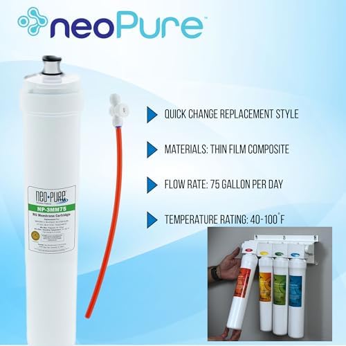 Neo-Pure NP-3MM75 SQC Compatible Membrane 75gpd Replaces Water Factory Systems 66-4706G2 Filter Cartridge, Used in SQC3 and SQC4 RO Systems - Image 2