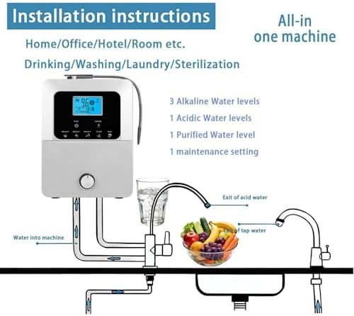 Alkaline Water Ionizer Machine, Adjustable 2.8-11 pH and Hydrogen-Rich Water System, 5 Modes, Countertop or Wall-Mounted Design, Ideal for Home and Office Use White - Image 6