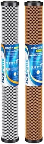 ICEPURE 20" x 2.5" Whole House CTO Carbon Water Filter Cartridge, 2-Stage Activated Carbon Block and KDF Heavy Metal Removal Filter Combo Kit Replacement for 20 Inch Water Filter System, 1 Pack by ICEPURE