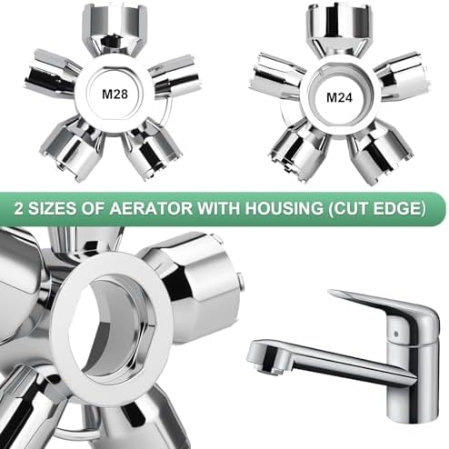Upgraded Metal 10-in-1 Faucet Aerator Tool - Universal Plumbing Repair Removal Kit, Compatible with Hidden Thread/Housed Aerators, Covers M16.5/M18.5/M21.5/M22/M24/M28 Sizes, Long-Lasting Metal Build - Image 5