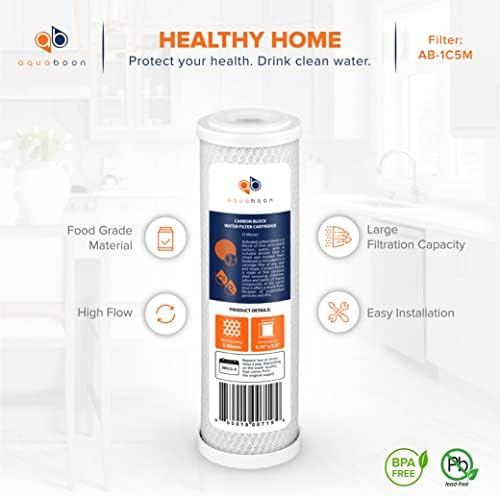 Aquaboon 5 Micron 10 x 2.5 House Water Filters Cartridges, Set of 20 | Sediment & Carbon Filter Replacements Compatible with WHKF-WHWC, P5, WHKF-GD05 - Image 3