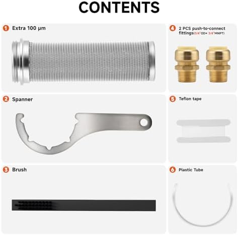 360° Mountable Spin Down Sediment Water Filter, Pre-Filter for Whole House, Contains Two 3/4" Push-to-Connect Fittings, Rated at 50 Micron,with an Extra 100 Micron Filter Element - Image 4