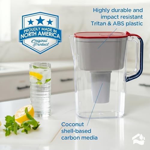 Limited Edition HOMEWATER 10-Cup Pitcher Filter (Red, White and Blue America Pitcher) – BPA-Free, High-Capacity 2.4L Fast-Flow Carbon Filter, Easy Pour, Locking Lid, Dishwasher-Safe - Image 2