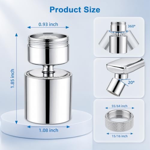 Hibbent NSF/ANSI/CAN 372 Certified Dual-function Faucet Aerator, Chrome - Image 4