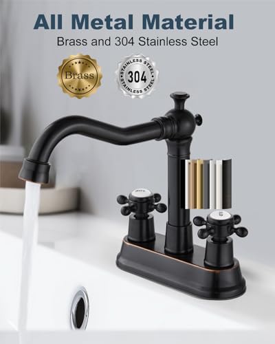 Aolemi 4 Inch Centerset Bathroom Sink Faucet 2 H&C Handle Oil Rubbed Bronze - Image 5