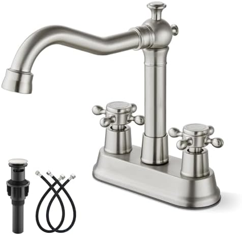 gotonovo 4 Inch Centerset Bathroom Faucet 2 Hole Vintage, Brushed Nickel by HOME