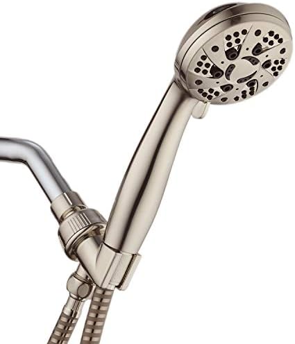 AquaDance High Pressure 6-Setting Hand Held Shower Head with Extra-Long 6 Foot Hose & Bracket – Anti-Clog Nozzles - USA Standard Certified - Top U.S. Brand - ALL BRUSHED NICKEL by AquaDance