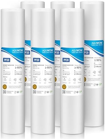 PP20 5 Micron 2.5" x 20" Filter Set – Sediment Replacement Cartridges for Whole House Water Filtration Systems, Universal Standard PP Filters (6, 20 x 2.5) by YourHealthIsOurPriority