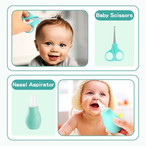 WXA Baby Healthcare and Grooming Kit with Nail Clippers, Scissors, Infant Grooming Kit for Newborns (18 in 1, Green) - Image 5