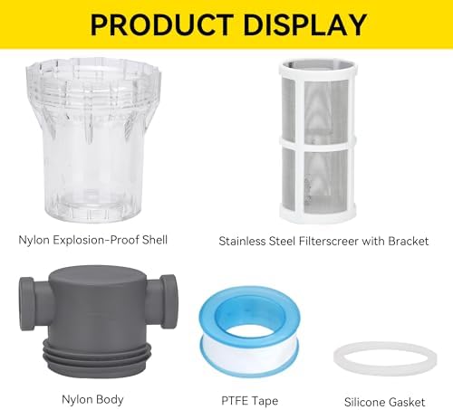 1/2'' Female NPT in-Line Strainer - Garden Hose Filter for High Pressure Washer, Sediment Filter with 60 Mesh Stainless Steel Screen (1/2'' 60 Mesh) - Image 4