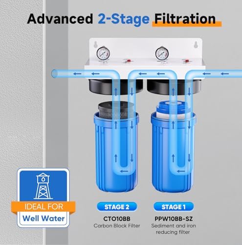 PUREPLUS 2-Stage Whole House Water Filter, Sediment, Iron Reduce & Carbon - Image 2