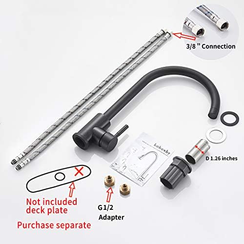 High Arc Matte Black Kitchen Faucet Single Handle Stainless Steel,Commercial Single Hole Kitchen Sink Faucet,Modern One Hole Bar Sink Faucet (Matte Black) - Image 6