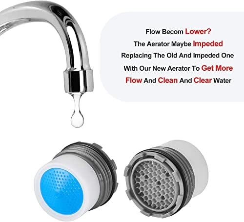 5 Pieces Faucet Aerator - Insert Water Tap Aerators Faucet Flow Restrictor Replacement Parts for Bathroom or Kitchen, 1.2GPM，16.5mm/0.64Inch - Image 4