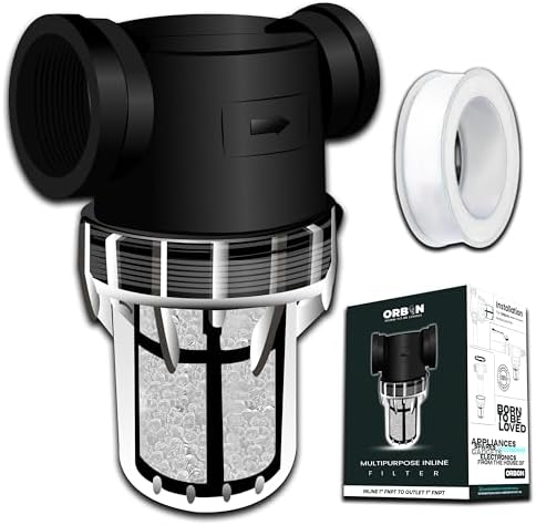 Inline Water Filter – 1" FNPT to FNPT, Fine Mesh Sediment Filter with Crystal Resin Balls for Whole House, Under Sink, Shower, Washing Machine, Garden Hose, Tap – Reusable Pre-Filter Strainer by ORBON